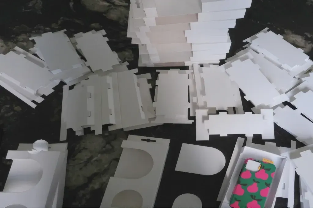 White BURGA packaging prototypes in production