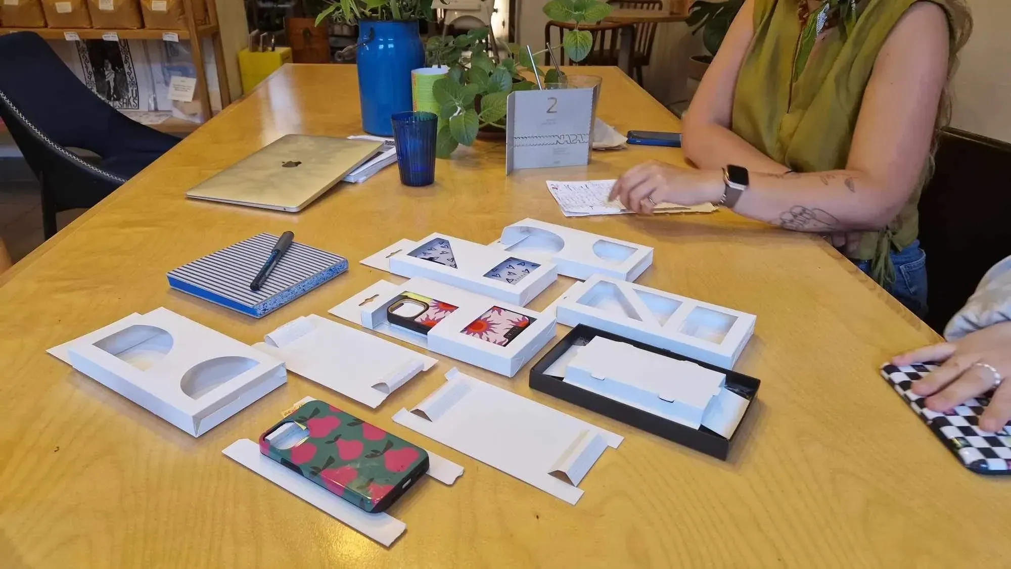BURGA packaging prototypes during evaluation